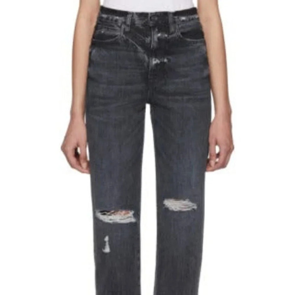 SLVRLAKE Black Distressed High Rise Beatnik Slim Leg Jeans - Picture 2 of 7